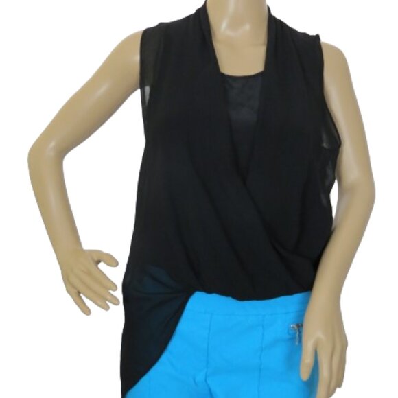 AllSaints Silk Asymmetrical Draped Blouse with Pointed Hem - Picture 1 of 7